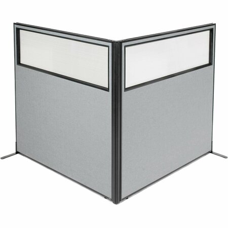 INTERION BY GLOBAL INDUSTRIAL Interion Freestanding 2-Panel Corner Room Divider w/Partial Window 60-1/4inW x 60inH Panels Gray 695104GY